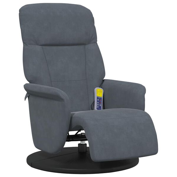 vidaXL Fauteuil inclinable de massage repose-pied gris fonc&eacute; velours
