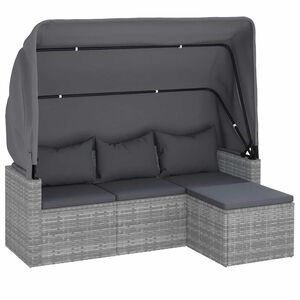 vidaXL Canap&eacute; de jardin 3 places avec toit et repose-pieds Gris