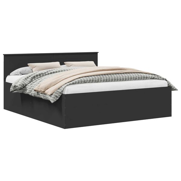 vidaXL Cadre de lit Noir 200 x 200 cm Bois d'ing&eacute;nierie