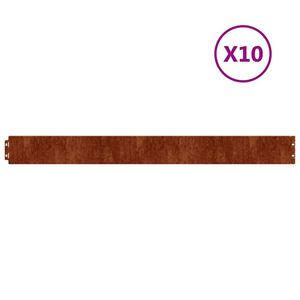 vidaXL Bordure de Pelouse 10 pc 10 x 103 cm Acier patin&eacute; Rouill&eacute;