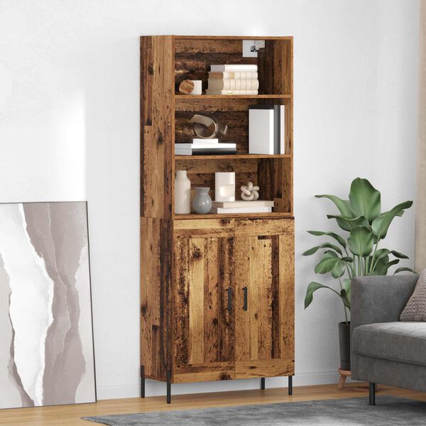 vidaXL Haut Armoire Bois Ancien 69,5 x 32,5 x 180 cm Bois d'ing&eacute;nierie