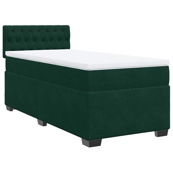 vidaXL Sommier &agrave; lattes de lit avec matelas Vert fonc&eacute; 90x200 cm