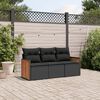vidaXL Salon de jardin 3 pcs avec coussins noir r&eacute;sine tress&eacute;e