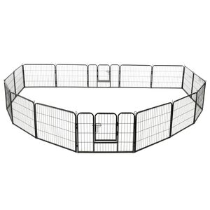 vidaXL Parc pour chiens 16 panneaux Acier 60 x 80 cm Noir