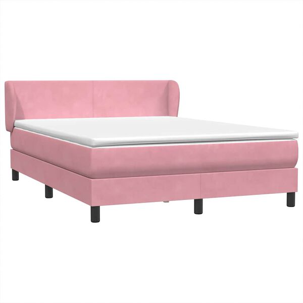 vidaXL Sommier &agrave; lattes de lit avec matelas rose 160x210 cm velours