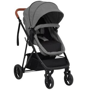 vidaXL Poussette pour b&eacute;b&eacute; 2-en-1 Gris clair et noir Acier