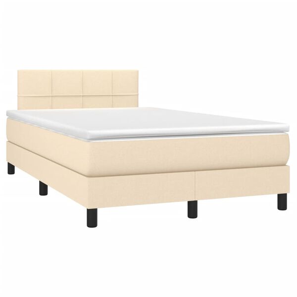vidaXL Sommier &agrave; lattes de lit matelas et LED cr&egrave;me 120x190 cm tissu