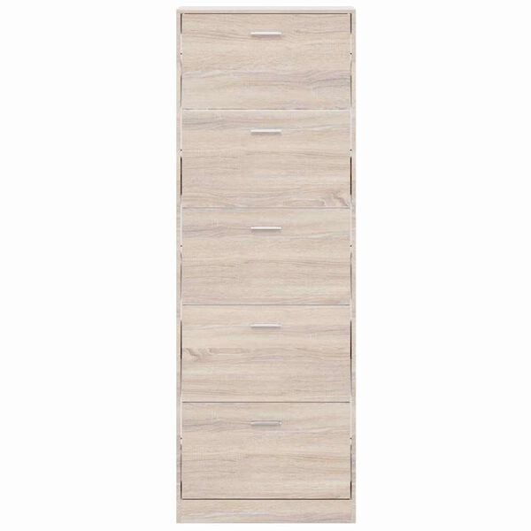 vidaXL Meuble &agrave; chaussures en bois avec 5 compartiments Aspect ch&ecirc;ne