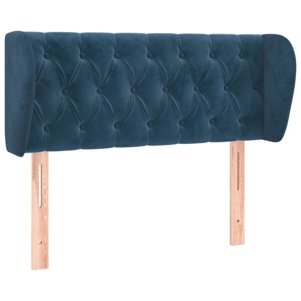 vidaXL T&ecirc;te de lit avec oreilles Bleu fonc&eacute; 93x23x78/88 cm Velours
