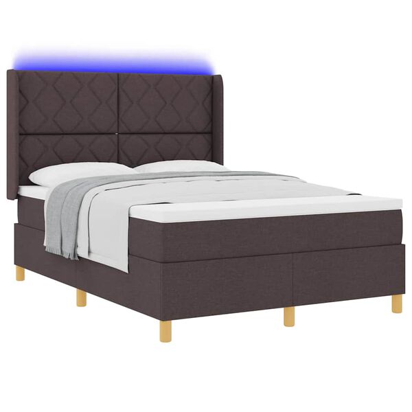 vidaXL Lit à ressorts avec matelas Marron 140 x 200 cm tissu