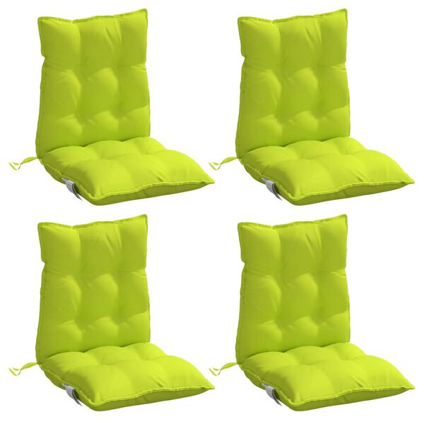 vidaXL Coussins de chaise &agrave; dossier bas lot de 4 vert vif