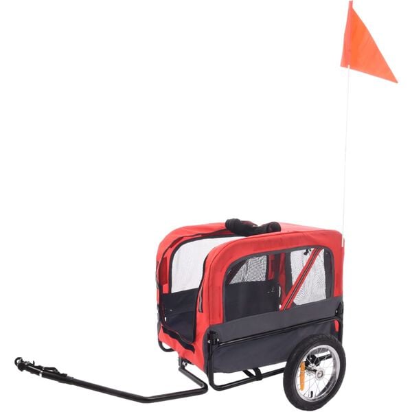 FLAMINGO Remorque de v&eacute;lo pour chiens Romero Rouge 59,5x43x51 cm