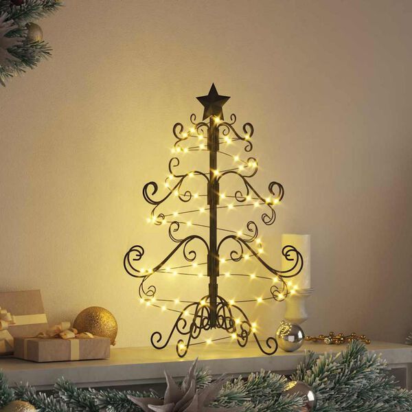 vidaXL Arbre de No&euml;l en m&eacute;tal Noir 60 cm Acier peint par poudre