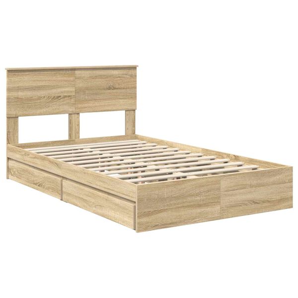 vidaXL Lit de Rangement Ch&ecirc;ne Sonoma 120 x 200 cm Bois d'ing&eacute;nierie