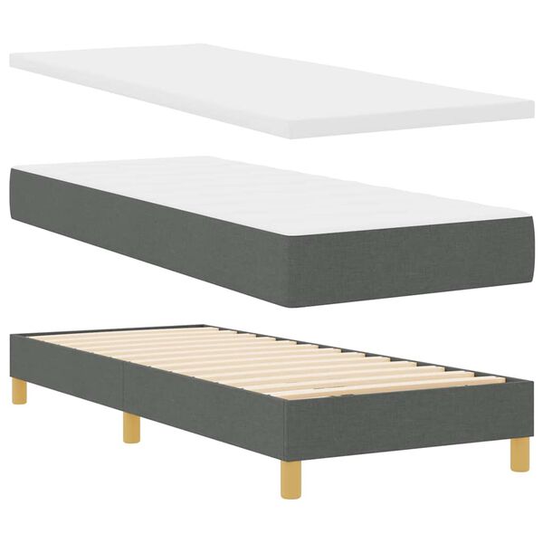 vidaXL Lit &agrave; Ressorts avec matelas Gris fonc&eacute; 80 x 200 cm tissu