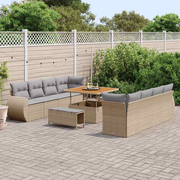 vidaXL Ensemble de canapé de jardin 11 pcs Beige polyrotin