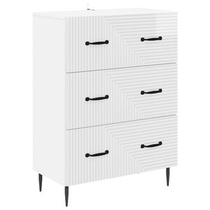 vidaXL Armoire &agrave; tiroirs Blanc brillant 66 x 34,5 x 89,5 cm