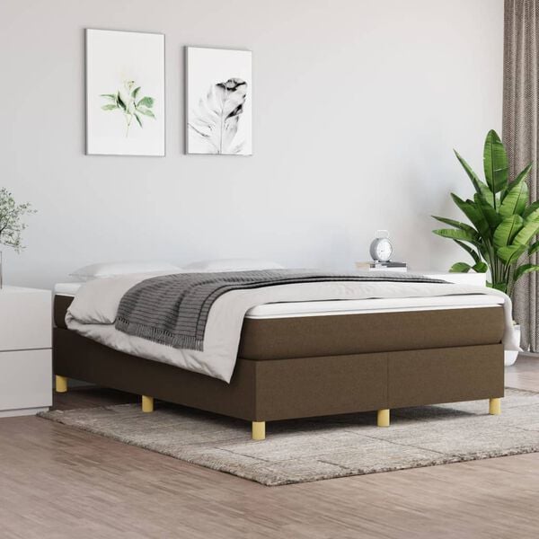vidaXL Sommier &agrave; lattes de lit avec matelas Marron fonc&eacute; 140x200 cm