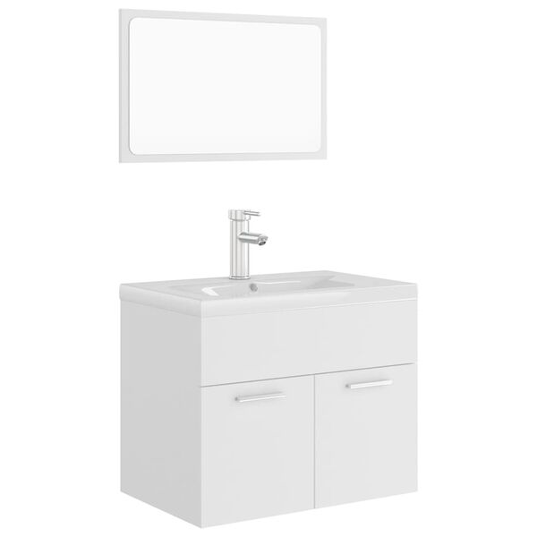 vidaXL Ensemble de meubles de salle de bain Blanc Agglom&eacute;r&eacute;