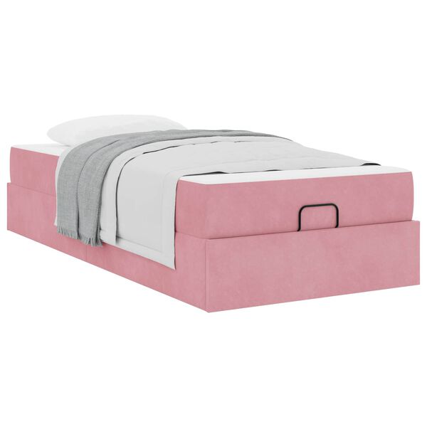 vidaXL Cadre de lit avec matelas avec matelas 2 pcs Rose Velours