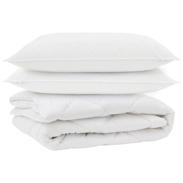 vidaXL Duvet toutes saisons avec oreiller 3 pcs Blanc Microfibre