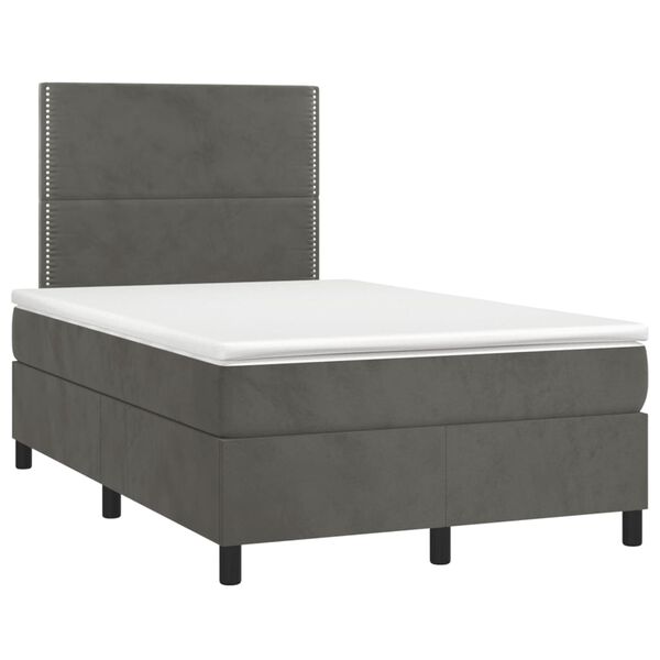 vidaXL Sommier &agrave; lattes de lit et matelas gris fonc&eacute; 120x190cm velours