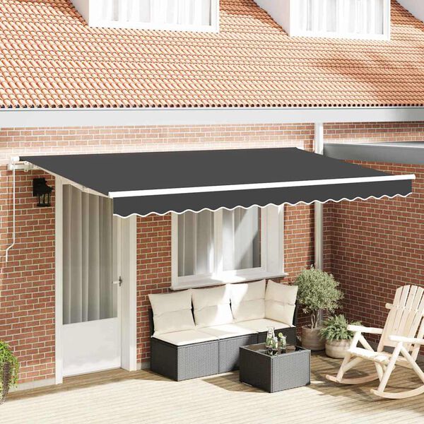 vidaXL Auvent R&eacute;tractable Anthracite 350 x 200 cm tissu