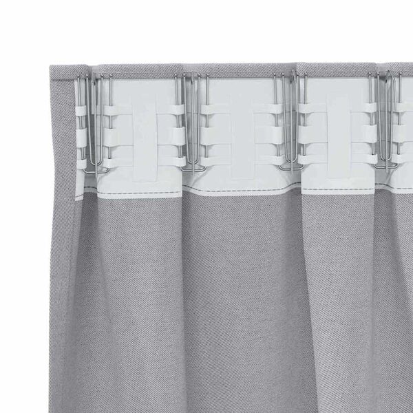 vidaXL Rideaux occultants avec anneaux 2 pcs Gris m&eacute;tal 260 x 140 cm
