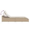 VidaXL Chaise longue pliante coussin et rangement beige r&eacute;sine tress&eacute;e
