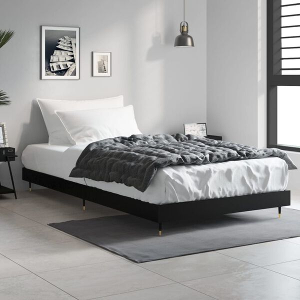 vidaXL Cadre de lit sans matelas noir 90x200 cm bois d'ing&eacute;nierie