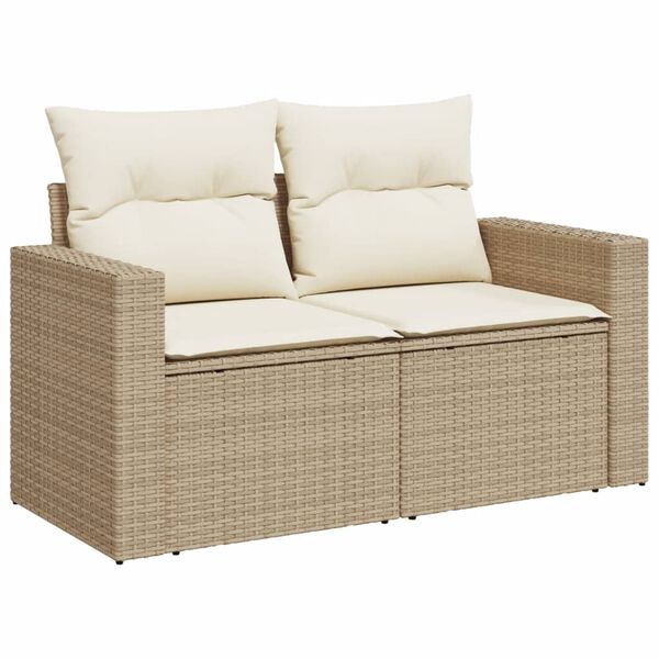 vidaXL Salon de jardin avec coussins 9 pcs beige r&eacute;sine tress&eacute;e