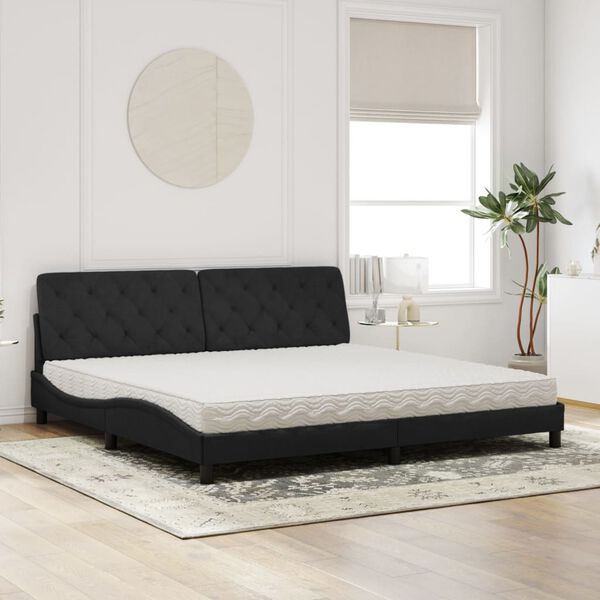vidaXL Lit avec matelas noir 200x200 cm velours
