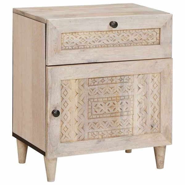 vidaXL Cabinet de chevet Beige 50 x 33 x 60 cm Bois d'acacia massif