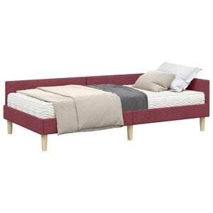 vidaXL Cadre de lit d'angle avec matelas Autre 2 pc Gris tissu