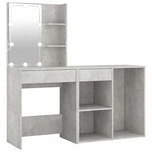 vidaXL Coiffeuse &agrave; LED avec armoire Gris b&eacute;ton Bois d'ing&eacute;nierie