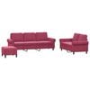 vidaXL Ensemble de canapés 3 pcs avec coussins Rouge bordeaux Velours