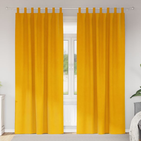 vidaXL Rideaux occultants 2 pcs Jaune moutarde 140 x 245 cm Velours