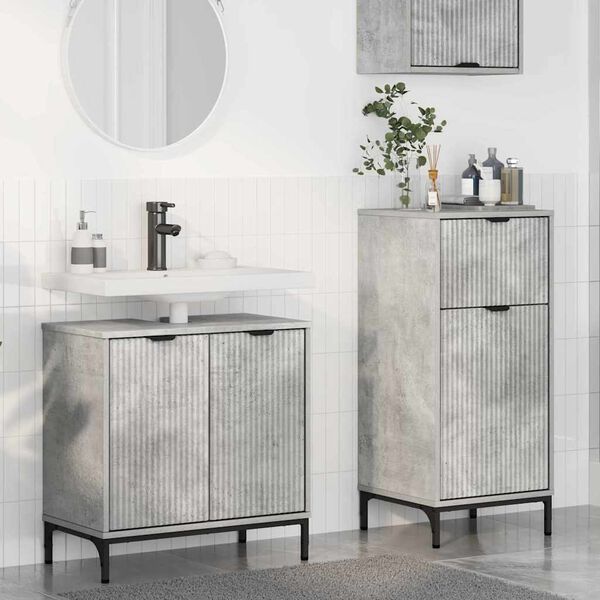 vidaXL Ensemble de mobilier de salle de bain 2 pcs Gris b&eacute;ton