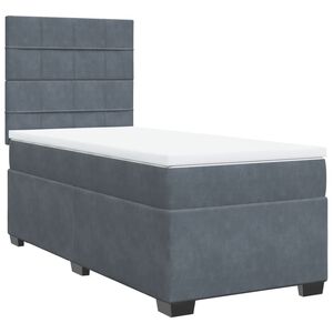 vidaXL Sommier &agrave; lattes de lit et matelas Gris fonc&eacute; 80x200 cm Velours