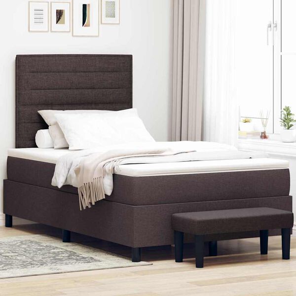 vidaXL Lit &agrave; ressorts avec matelas Marron fonc&eacute; 120 x 200 cm tissu