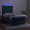 vidaXL Sommier &agrave; lattes de lit et matelas et LED Bleu fonc&eacute; 90x200 cm