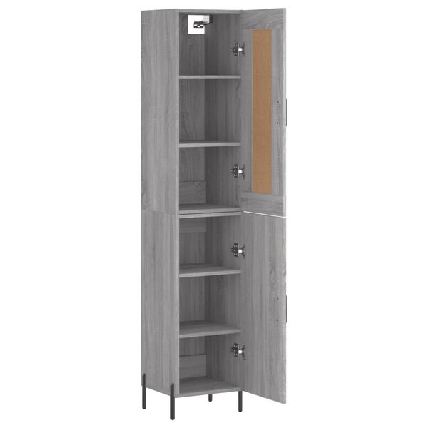 vidaXL Buffet haut Sonoma gris 34,5x34x180 cm Bois d'ing&eacute;nierie