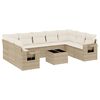 vidaXL Salon de jardin avec coussins 10 pcs beige r&eacute;sine tress&eacute;e