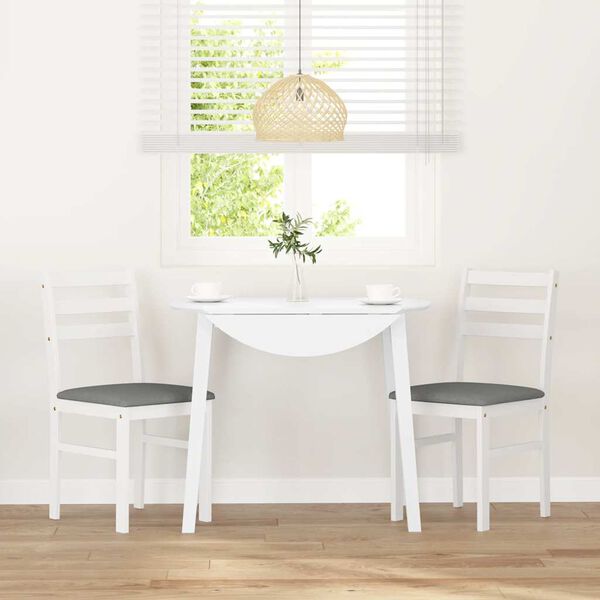 vidaXL Chaises à manger coussins 2 pcs blanc bois massif caoutchouc