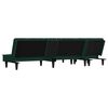 vidaXL Canap&eacute;-lit en forme de L vert fonc&eacute; 255x140x70 cm velours