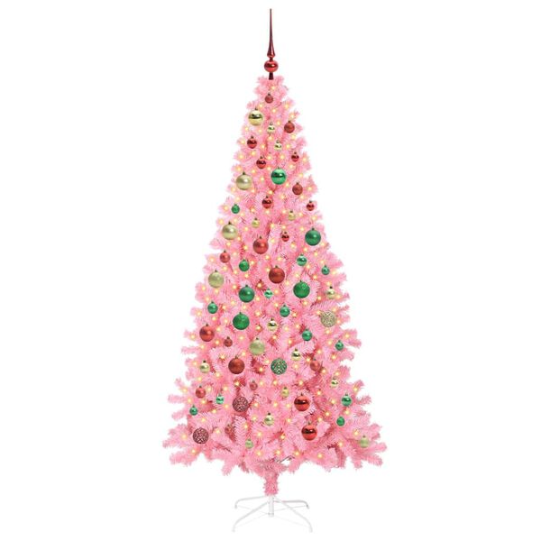 vidaXL Sapin de No&euml;l avec 300 LED avec support Rose 180 cm PVC