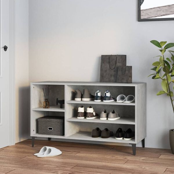 vidaXL Armoire &agrave; chaussures Gris b&eacute;ton 102x36x60 cm Bois d'ing&eacute;nierie