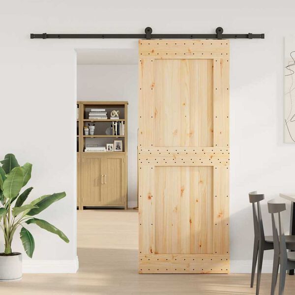 vidaXL Porte coulissante et kit de quincaillerie 90x210 cm pin massif