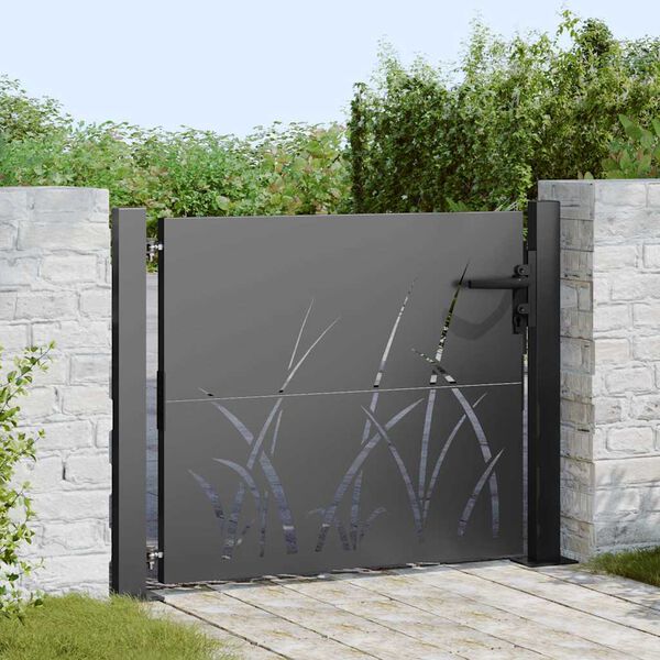 vidaXL Portail de jardin 100x100 cm en acier Corten avec motif gazon