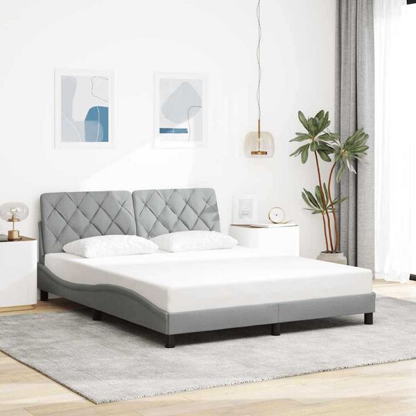 vidaXL Cadre de lit avec LED sans matelas gris clair 160x200 cm tissu